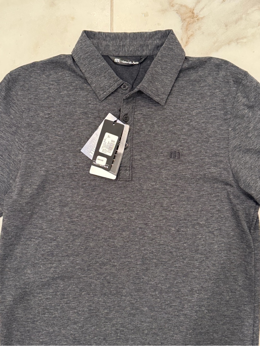 Travis mathew Men's Heather Gray Polo Shirt sz S